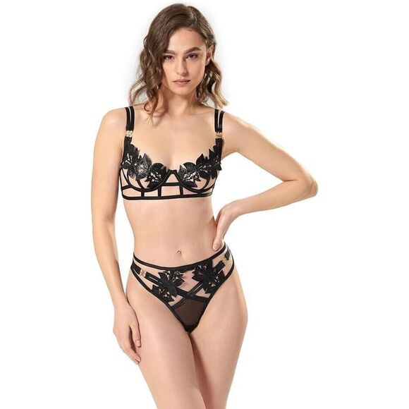 BLUEBELLA Ophelia Wired Bra Women's 34C Black Adjustable Straps Comfort ERK1114 - Picture 1 of 4